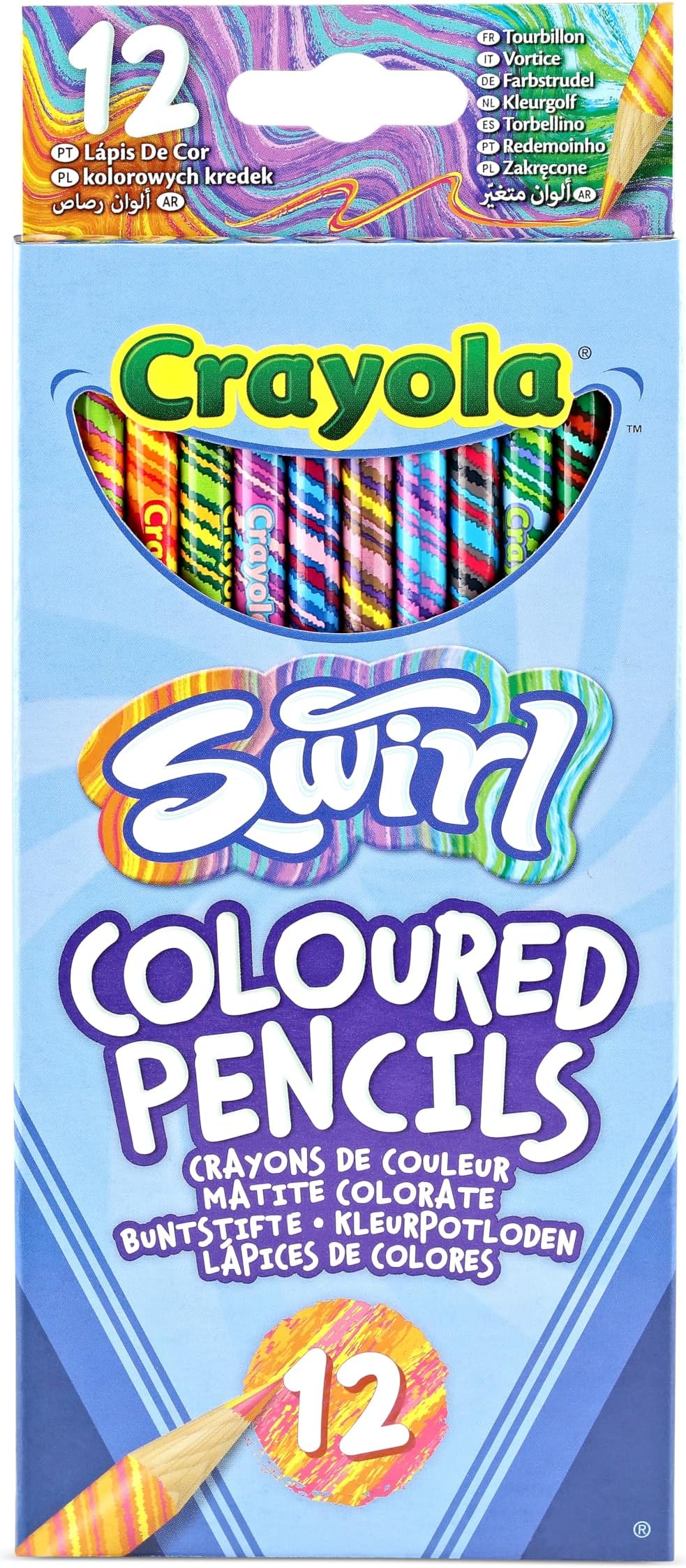 Crayola Swirl Colouring Pencils 12 Pack - Assorted Colours, Magical 4 Colour