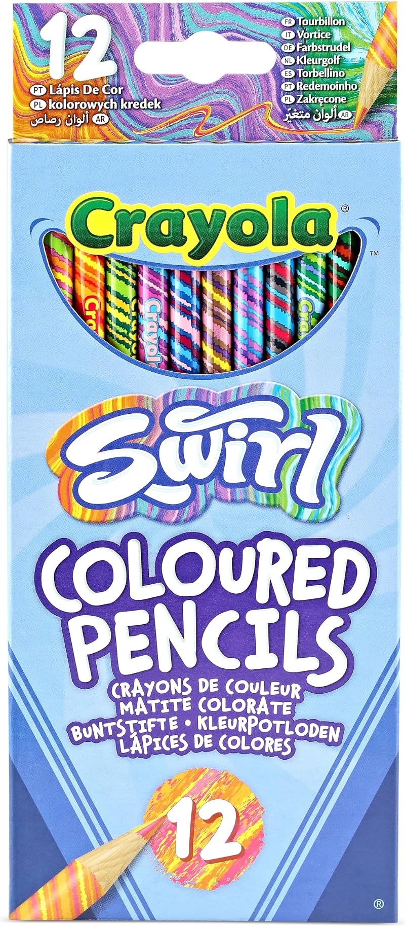 Crayola Swirl Colouring Pencils 12 Pack - Assorted Colours, Magical 4 Colour