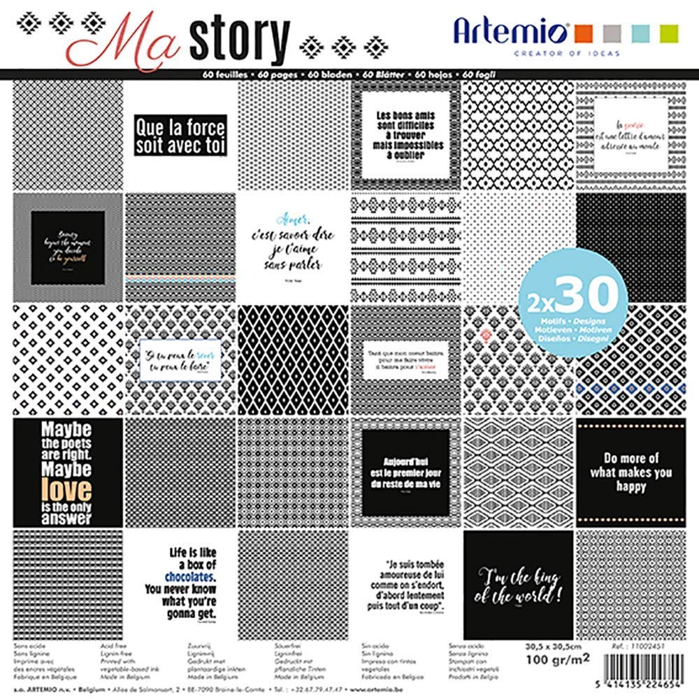 Artemio 11002451 Block of 30 x 2 Sheets My Story 30 x 30 cm, Multi-Coloured