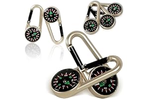 PROLOSO Carabiner Compass Outdoor Adventure Tools Party Favors for Kids Keychain Belt Clips Liquid Filled Ball School Prizes 10 Pack
