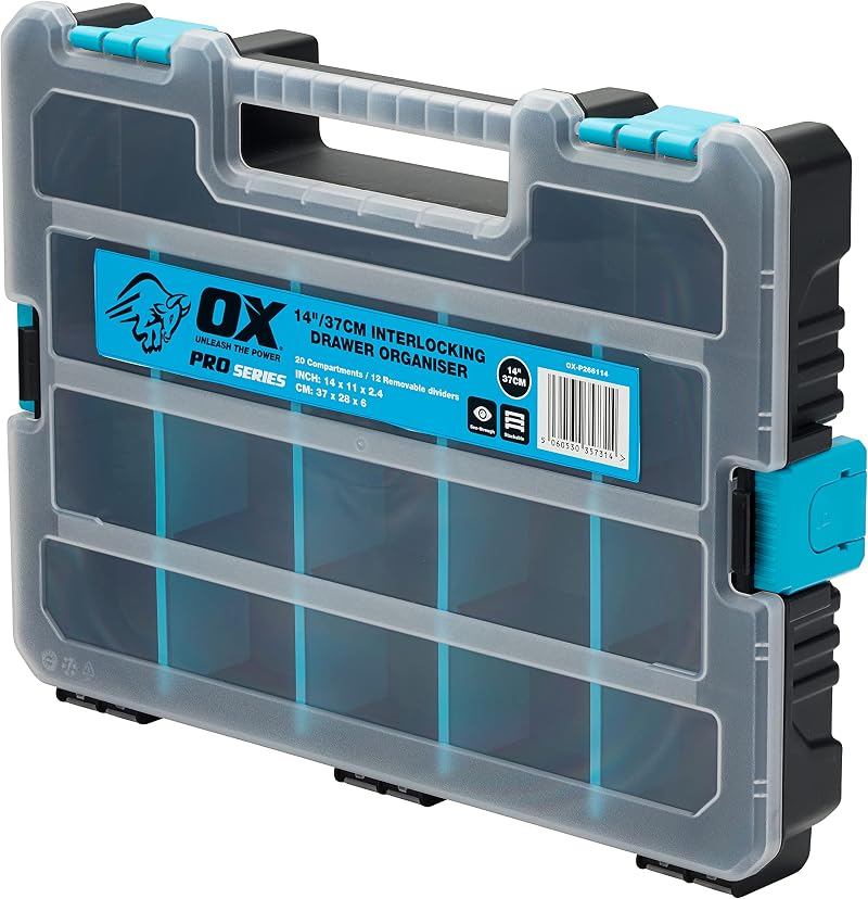 OX Tools Pro 14 Inch 37cm Interlocking Drawer Organiser Tool Storage