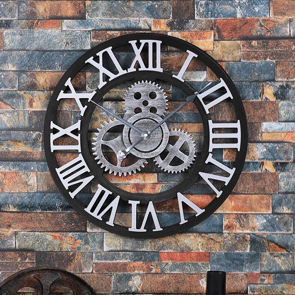 Neilyn Loft Retro Industrial Style Imitation Metal Gear Wall Clock Creative Antique Bar Cafe Restaurant Internet Cafe Hollow Wall Watch Clocks Diameter 40cm ( Color : WV0012 )