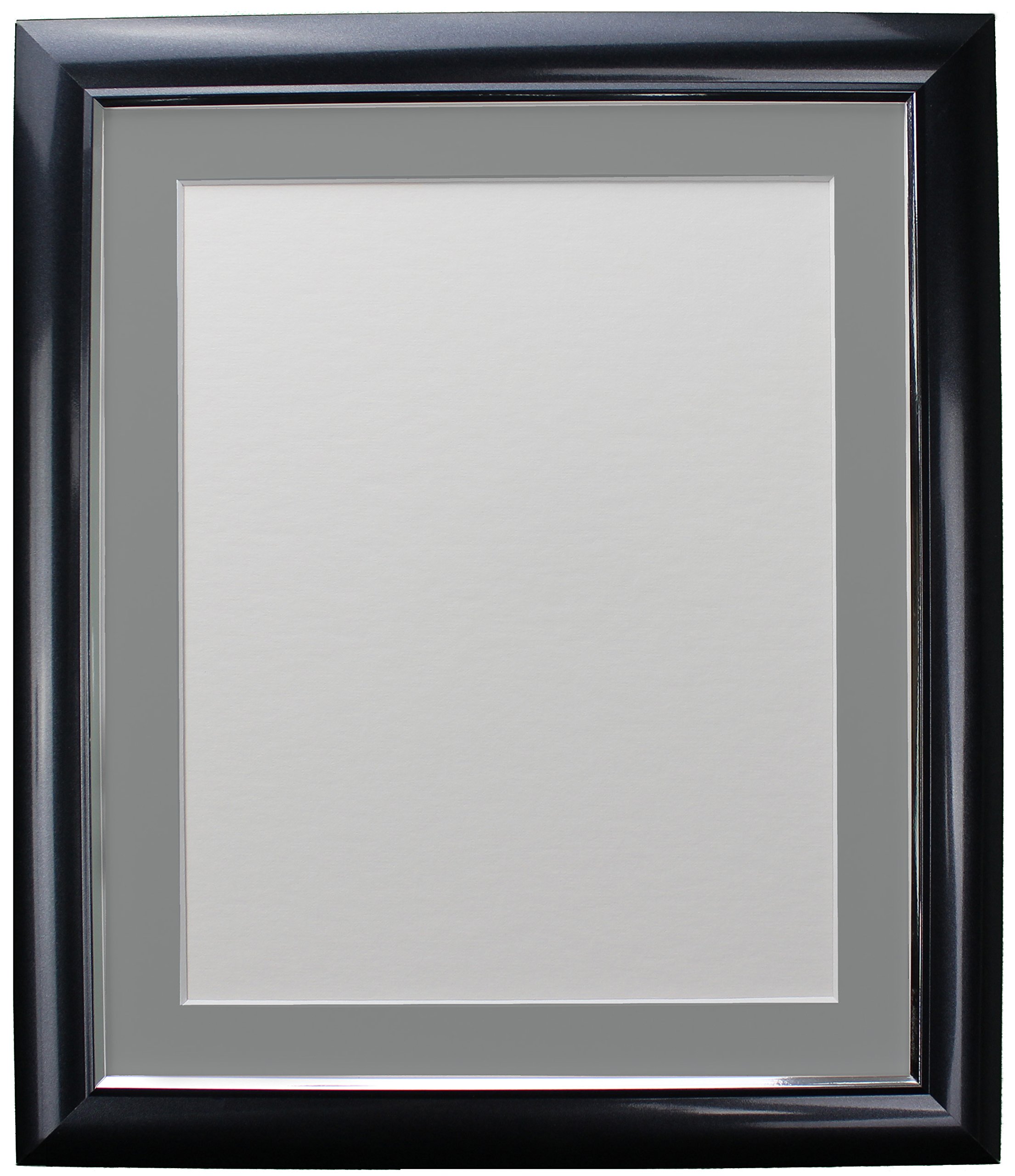 FRAMES BY POST Soda Picture Photo Frame, Plastic, Charcoal with Dark Grey Mount, 14 x 8 Image Size 10 x 4 Inch