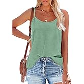 OFEEFAN Tank Top for Women Adjustable Spaghetti Strap Camisole Scoop Neck Sleeveless Cami Top S-3XL