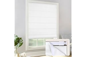 LazBlinds Cordless Roman Shades - No Tools No Drill Easy Install Blackout Window Blinds, Thermal Insulated Room Darkening with UV Blocking for Bedroom/Living Room, Window Size 34" W x 48" H, White