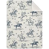 Mazeann Cowboys Horse Western Baby Blankets Soft Warm Crib Stroller Blanket for Toddler Newborn Girls Boys 30x40in