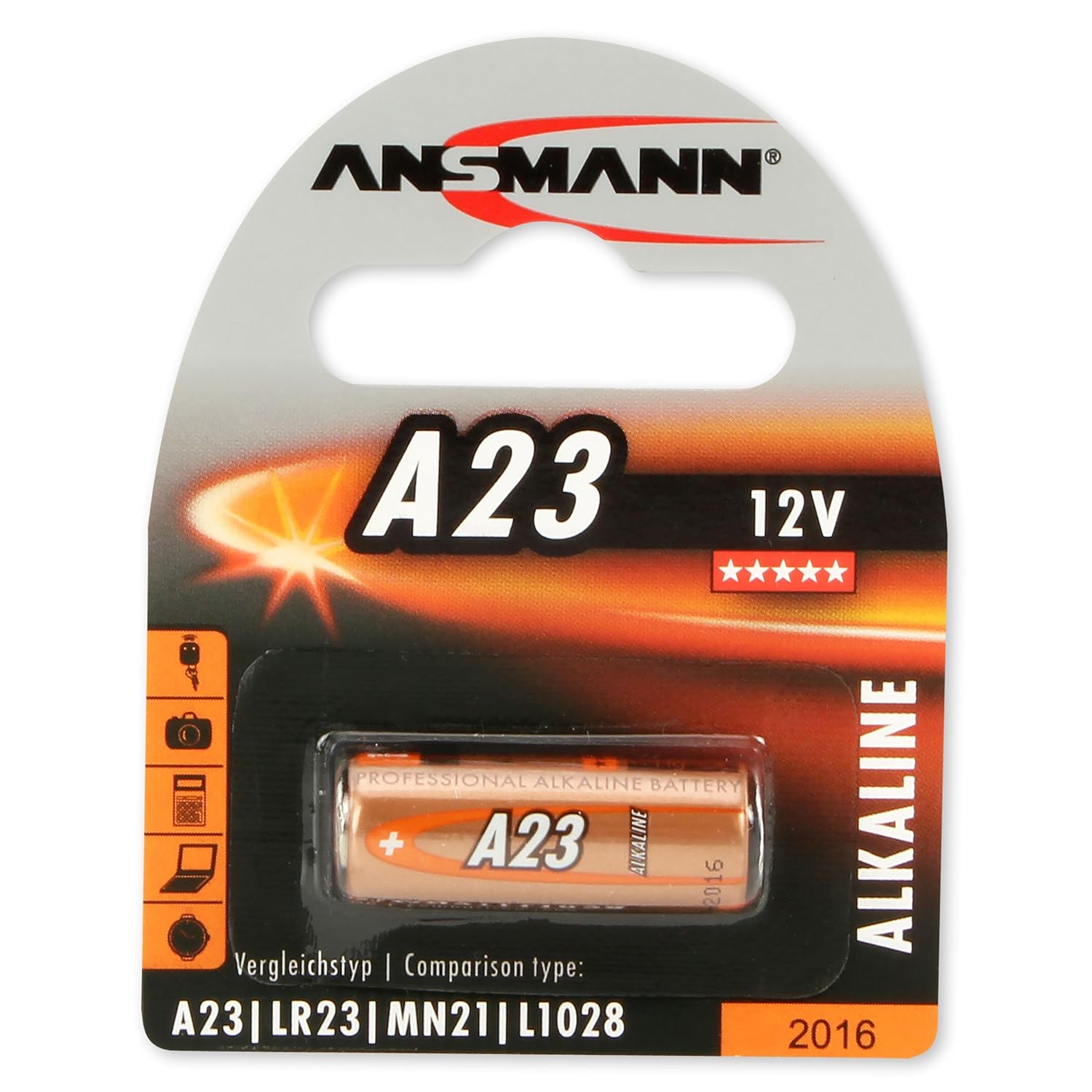 ANSMANN 5015182 A23 12V Alkaline Battery 23A/MN21/V23GA , 0.5 in*1.25 in*0.5 in, Blue