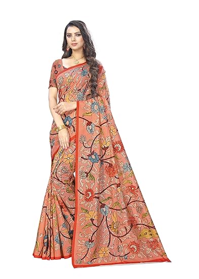 Womens Pure Cotton Digital Printed Saree With Blouse