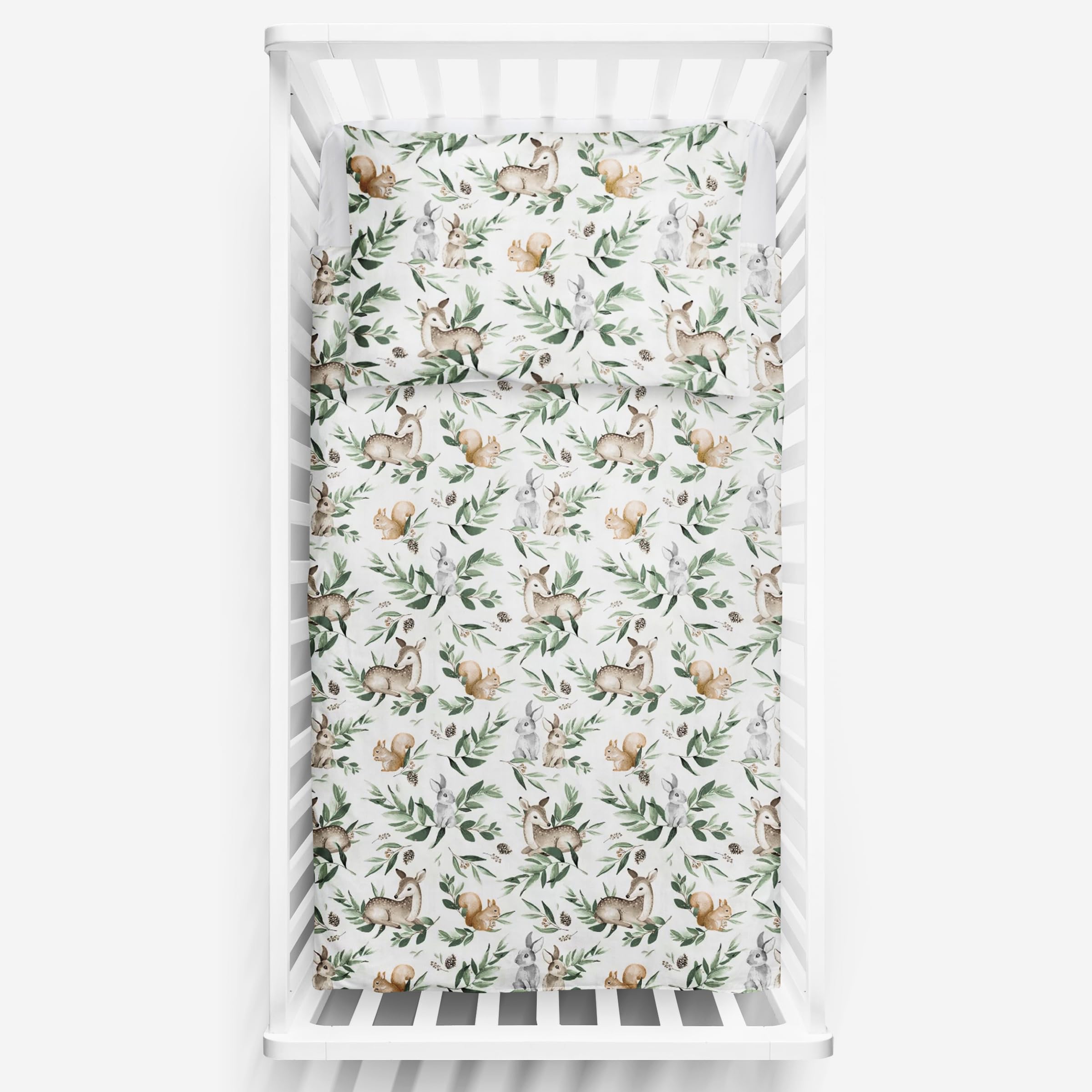 Baby Comfort 2 Piece Bedding Set 135x100 cm Duvet Cover & Pillowcase for Toddler Cot Bed 12M+ (Forest)