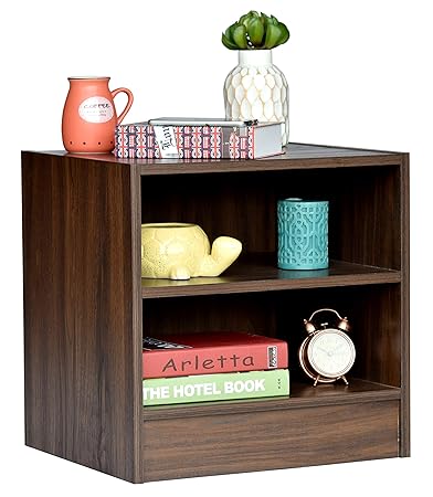 DeckUp Bonton Bedside Table and End Table (Walnut, Matte Finish)