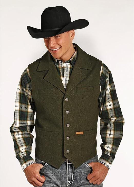 Powder River Outfitters Men's Wool Montana Vest Loden Medium Amazon.ca