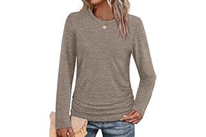 SAMPEEL Womens Sweaters Long Sleeve Shirts Fall Fashion 2025 Trendy Tops Ruched Outfits Winter Clothing