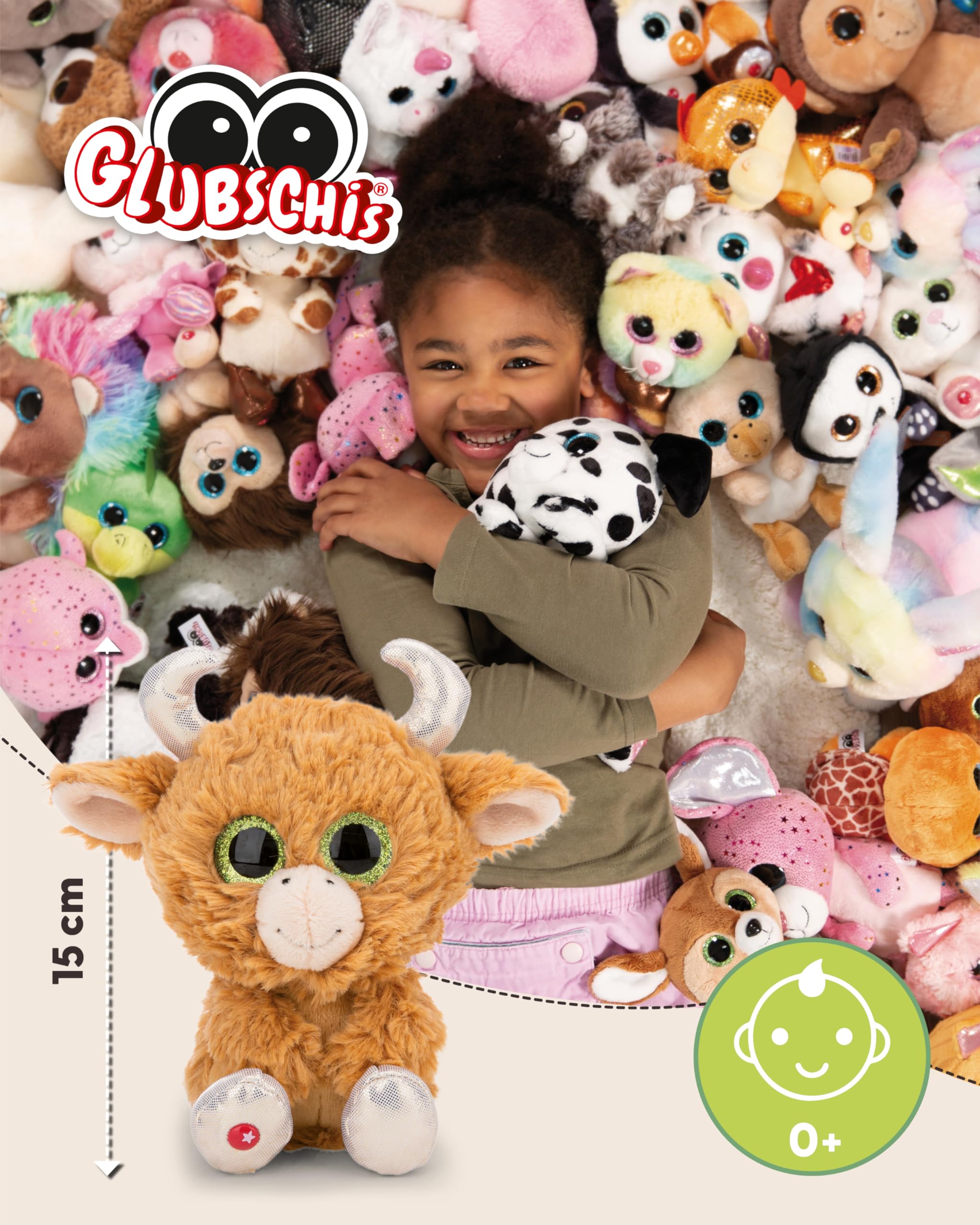 Kuscheltier GLUBSCHIS Hochlandrind Shug 15cm - braun - Stofftier aus weichem Plüsch, niedliches Plüschtier zum Kuscheln und Spielen, für Kinder & Erwachsene, tolle Geschenkidee | 63027 2