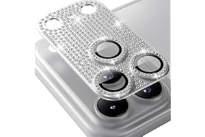 Hoerrye for iPhone 17-Pro-Max Camera-Lens Protector: Bling Diamond Camera Full Cover with Military Grade Shatterproof, 4K-Level Clarity, Strong Adhesion, Metal 9H Tempered Glass, Silver