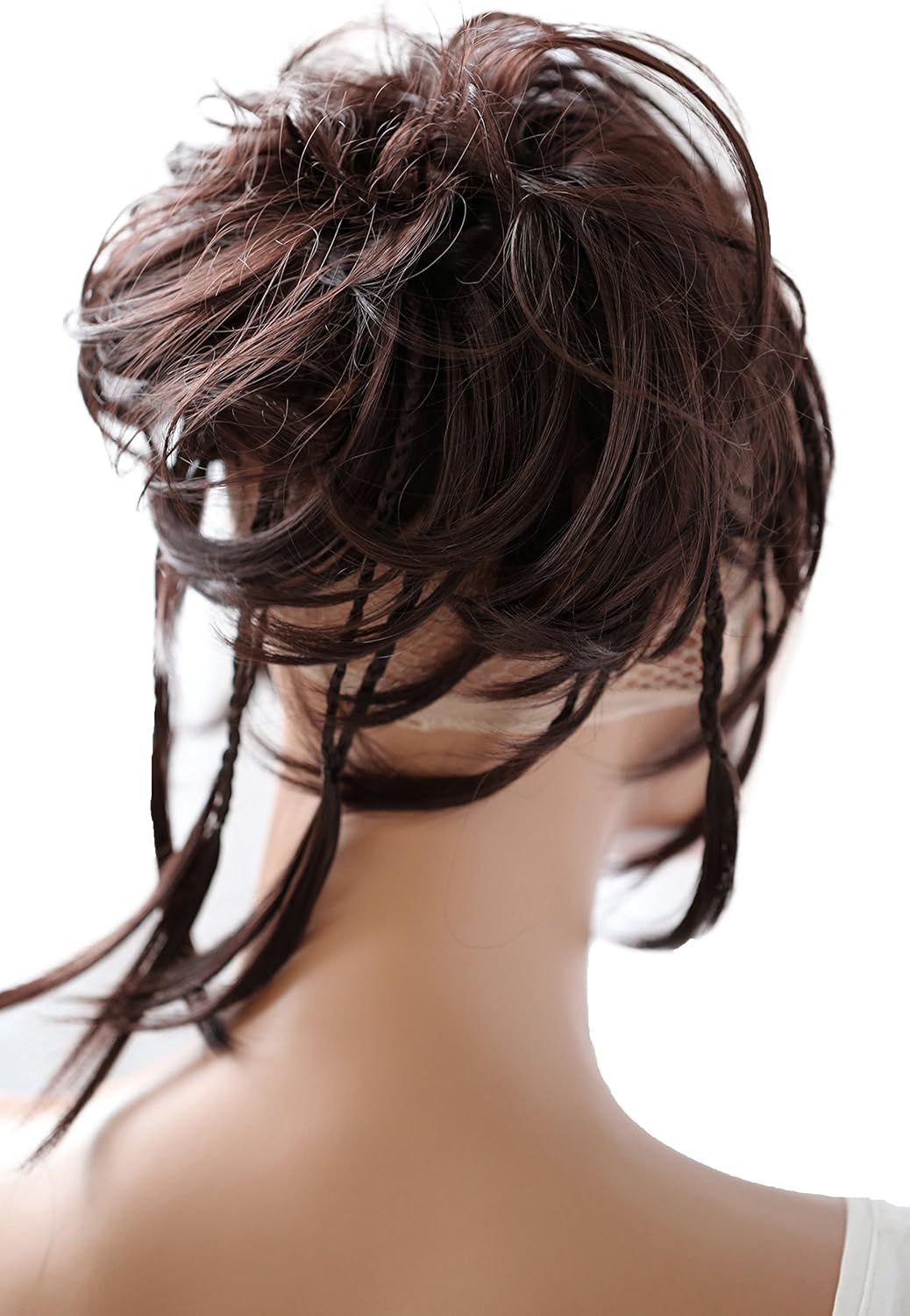 CAISHA XXL Scrunchie Messy Bun Hairpiece Braided Updo Slightly Wavy Voluminous Chocolate Brown G2D