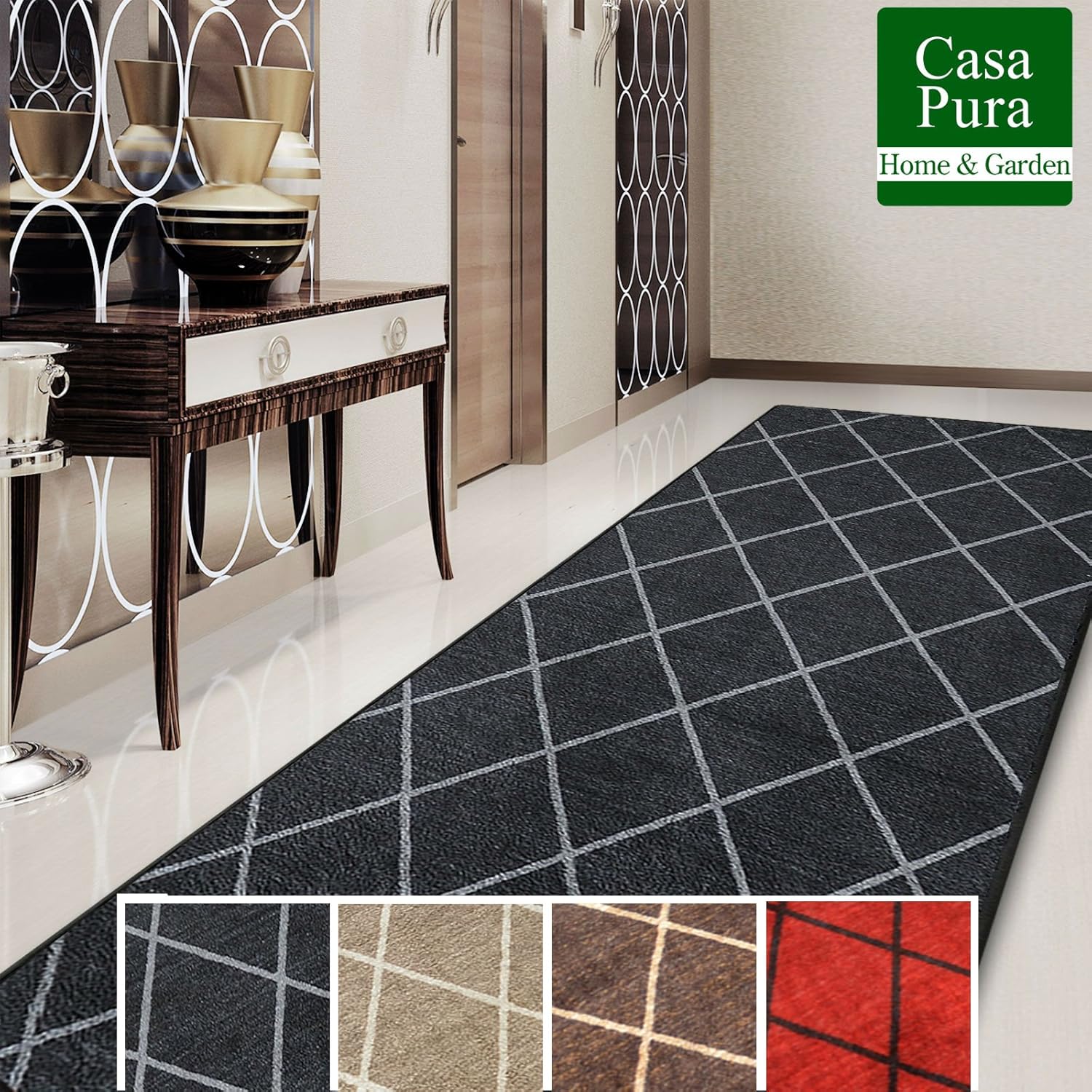 casa pura Modern Rug Runner for Hallway Consenza Black 80x100cm