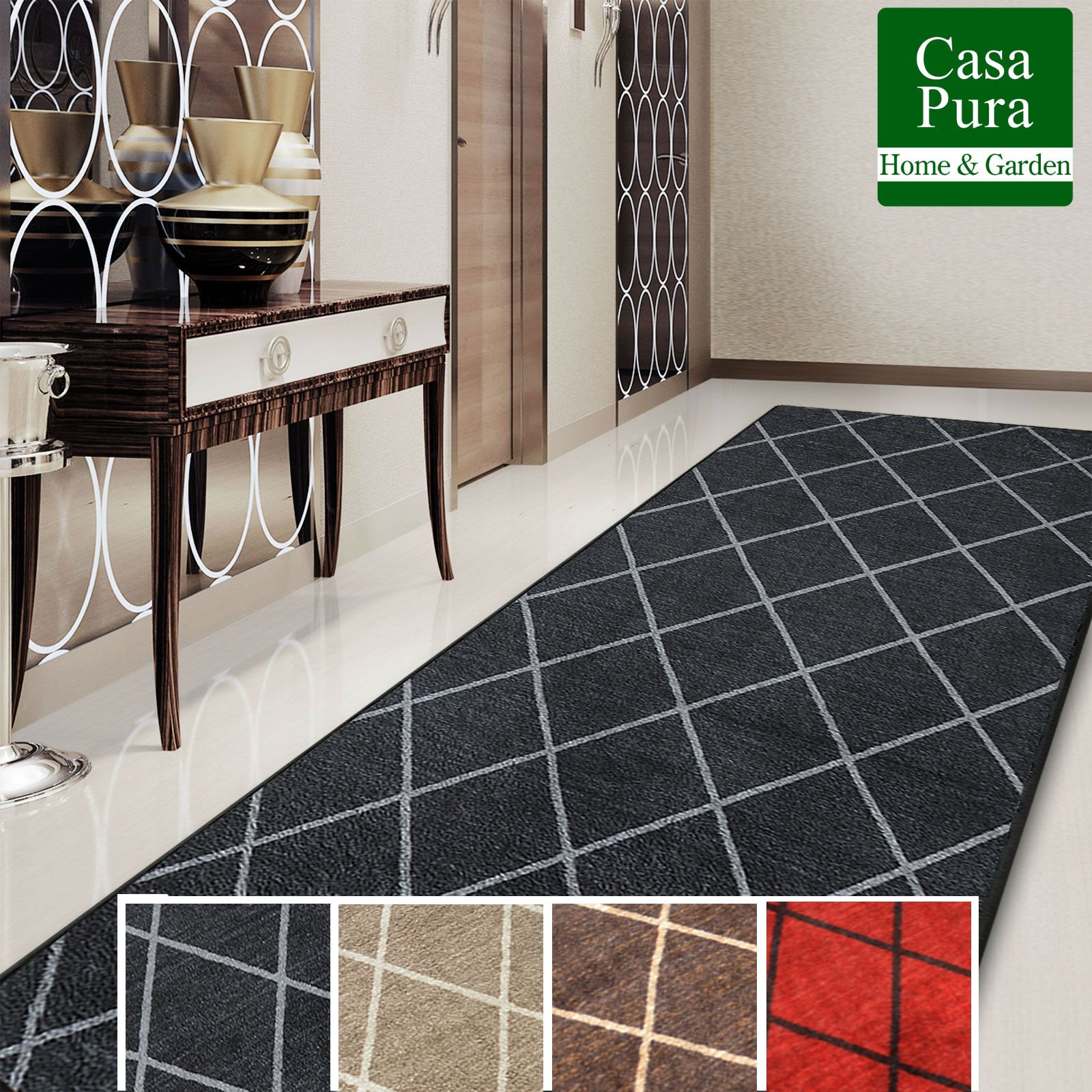 Casa Pura Modern Rug Runner For Hallway Consenza Black 80x100cm