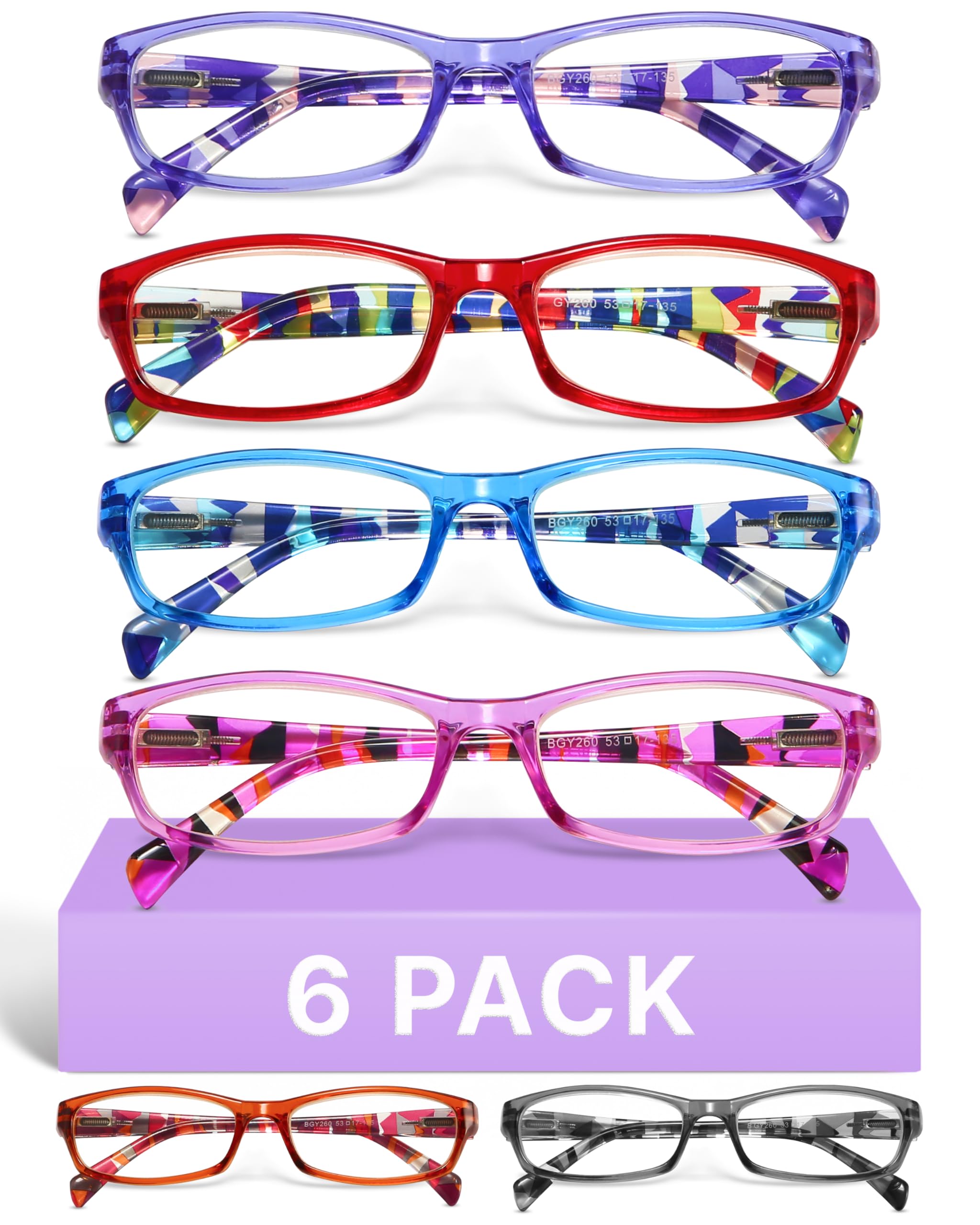 Photo 1 of Gaoye 3.5 Reading Glasses for Women, 6 pack Fashion Readers for Women Spring Hinge Eye Glasses, Blue Light Reading Glasses
