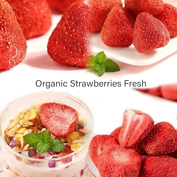 XIAOCUN DIARY, FREEZE DRIED WHOLE STRAWBERRIES, FRUITS SNACKS 3.8 OZ, DRY STRAWBERRY CRISPS, NATURAL YUMMY DEHYDRATED STRAWBERRY SLICES, RESEALABLE BAG