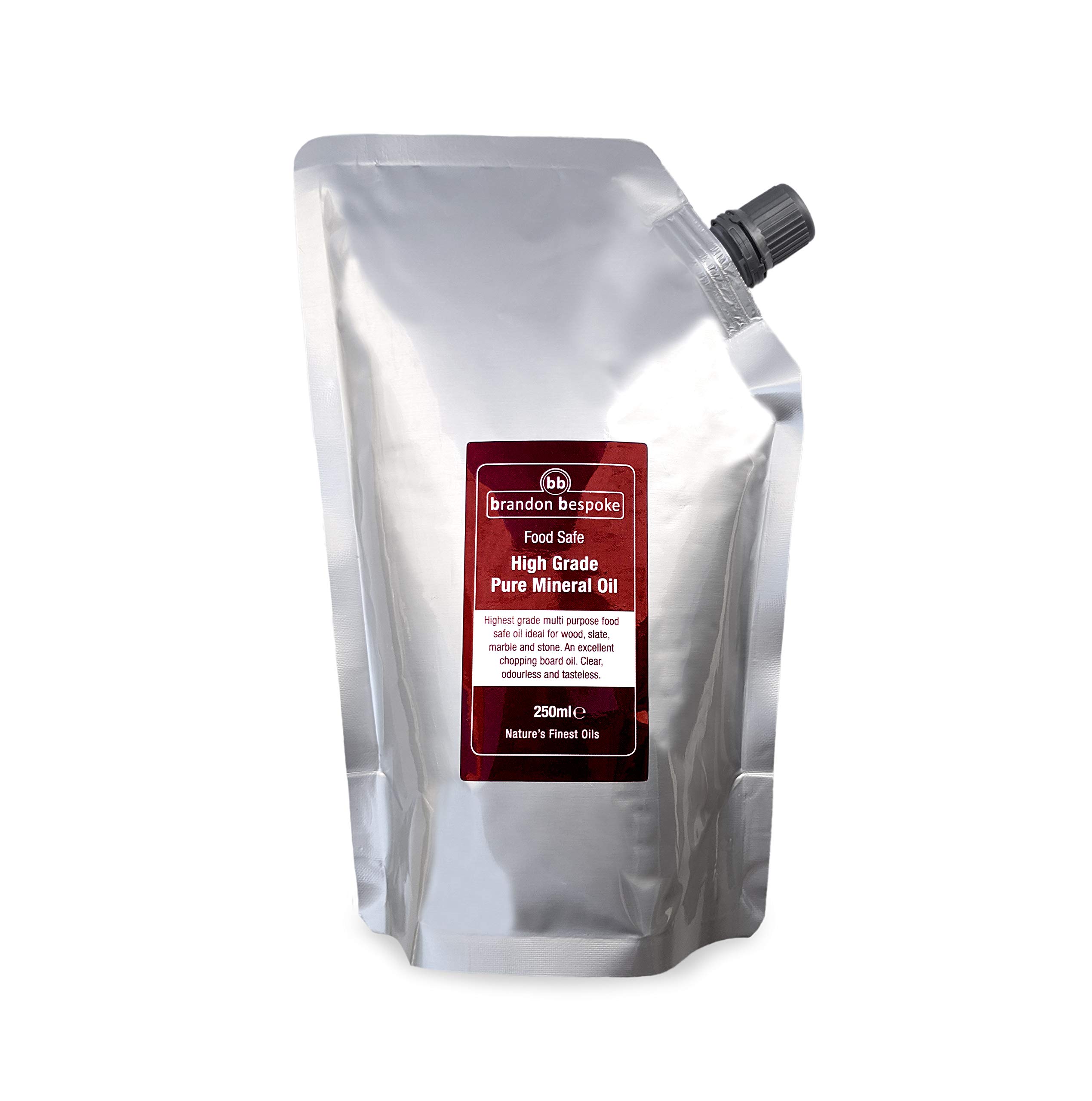 Brandon Bespoke Pure Mineral Oil - Chopping Board Oil - Food Safe - 250ml - for Wood, Slate or Stone Approved by The British Pharmacopoeia - Fits through Letterbox