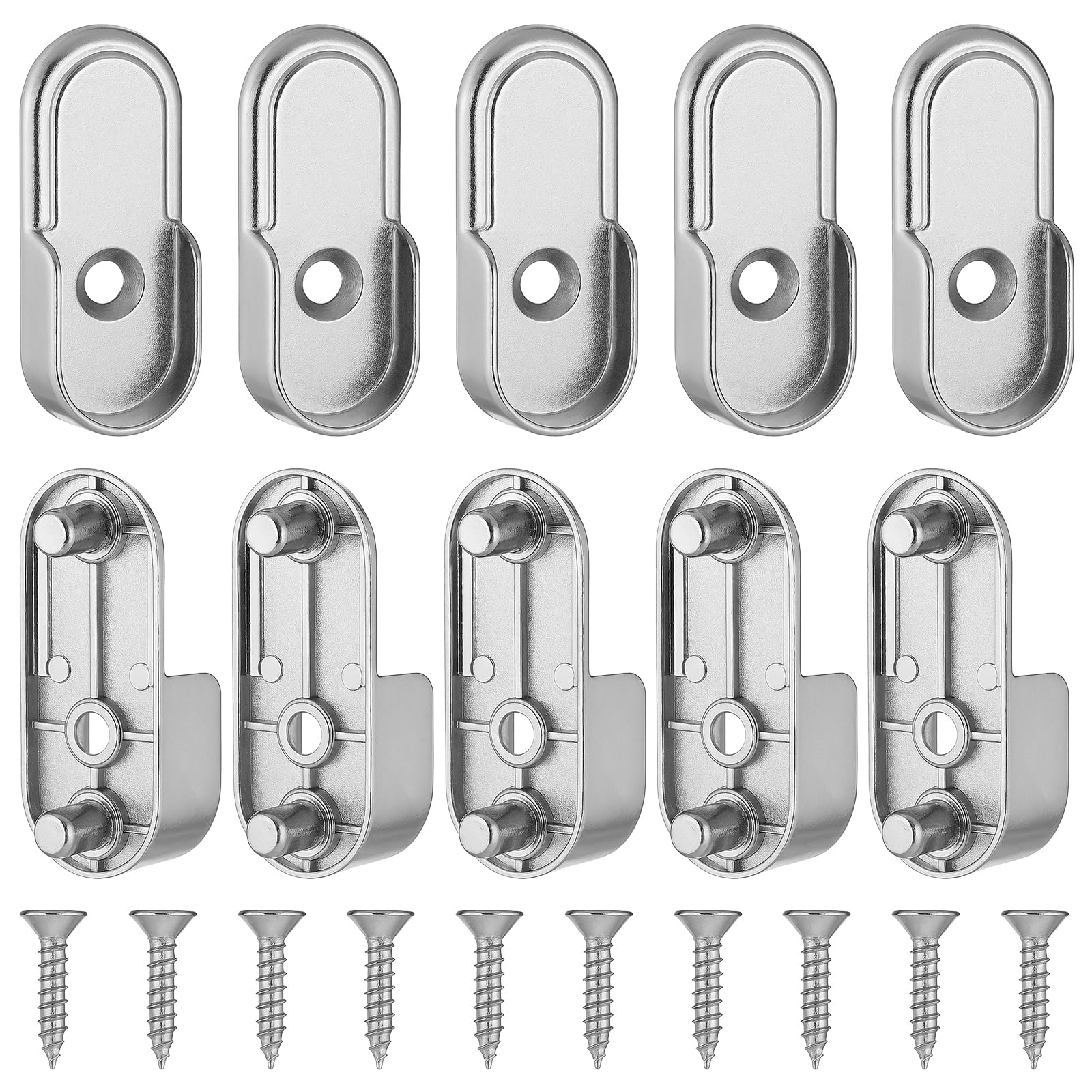 Photo 1 of 10 PCS Oval Closet Rod End Supports, Closet Rod Bracket Holders Zinc Alloy Wardrobe Bracket Metal Rods Holder Closets Rods Holders Heavy Duty Metal Closets Pole Socket with Rear Facing, 15mm x 30mm