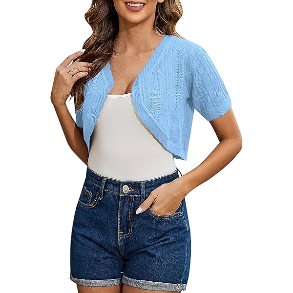 White Bolero For Women Buy ELESOL Short Sleeve Cropped Shrug For