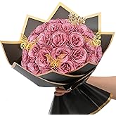 36+20 Glitter Roses Bouquet, DIY Fake Flowers Bouquet, Craft The Initials of Your Loves' Name with Artificial Rose for Valentines, Anniversary, Wedding, Rose Gold & White