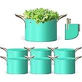 SPONDWILD 7 Pcs 15 Gallon Grow Bags, PE Garden Grow Bags for Plants with Branch-Binding Holes and Bottom Drain Holes, Ideal for Vegetables, Strawberries and Flowers