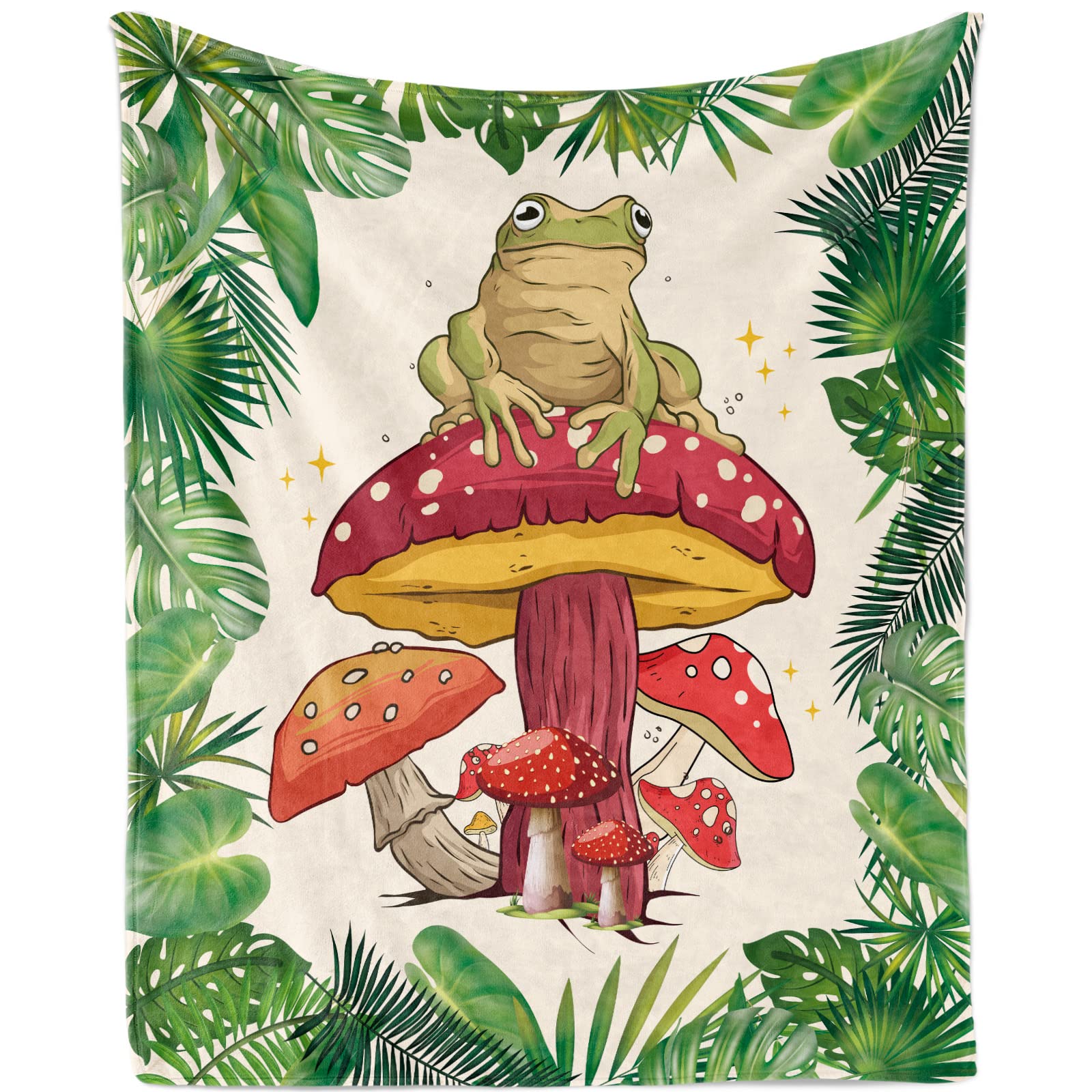 TUTUXMA Mushroom Throw Blanket, Soft Plush Flannel Fleece Frog Blanket for Boys Girls, Lightweight Cozy Fuzzy Cute Cartoon Plant Blankets Gifts Lovers Sofa Couch Bed, 130x150cm