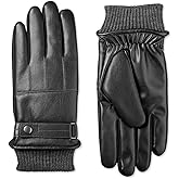 Isotoner Mens Faux Nappa Leather Smart Touch Winter Gloves Black XL