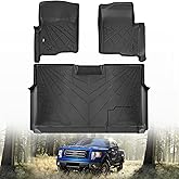 KARPAL Floor Mats for 2010-2014 Ford F150 SuperCrew with 1st Row Bucket Seat, Custom Fit TPE All Weather Ford F-150 Accessories 1st & 2nd Row Floor Liner