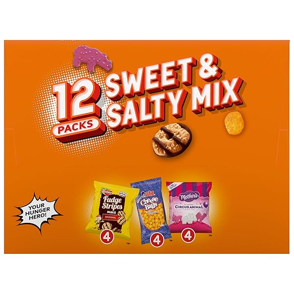 KEEBLER SWEET & SALTY MIX, KEEBLER FUDGE STRIPES, MOTHER’S CIRCUS ANIMALS, UTZ MINI CHEESE BALLS, 1 OZ. (PACK OF 12)