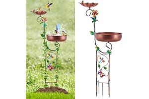 2 In 1 Bird Bath & Bird Feeder Stand for Outdoors, Tall Metal Bird Baths Water Bowls for Garden Decor Yard Lawn, Detachable B