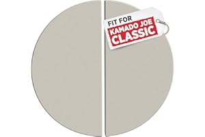 Half-Moon Ceramic Heat Deflector Plates for Kamado Joe Classic I, II, III - 15 Inch Pizza Stone - Kamado Joe Accessories and Replacement Parts by Smoker Chef - 2-Pack