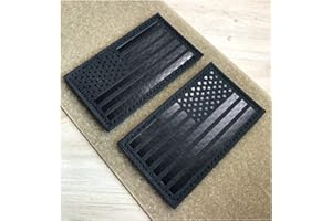 JUJUPUPS 2x3.5" Infrared IR US USA American Flag Patch Tactical Vest Patch Hook-Fastener Backing(1 Left + 1 Right） (Black)