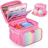 Carrying Case Compatible with Yoto Player 3rd Generation, Travel Storage Bag Holds 30 Cards for Audio Speaker & Headphone Accessories, Card Holder with Adjustable Strap for Kids, Pink(Case Only)