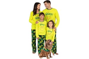 PRESTIGEZ Dr. Seuss Grinch Christmas Pajamas With Matching Socks - Matching Family Adult Kids Pajama Sets