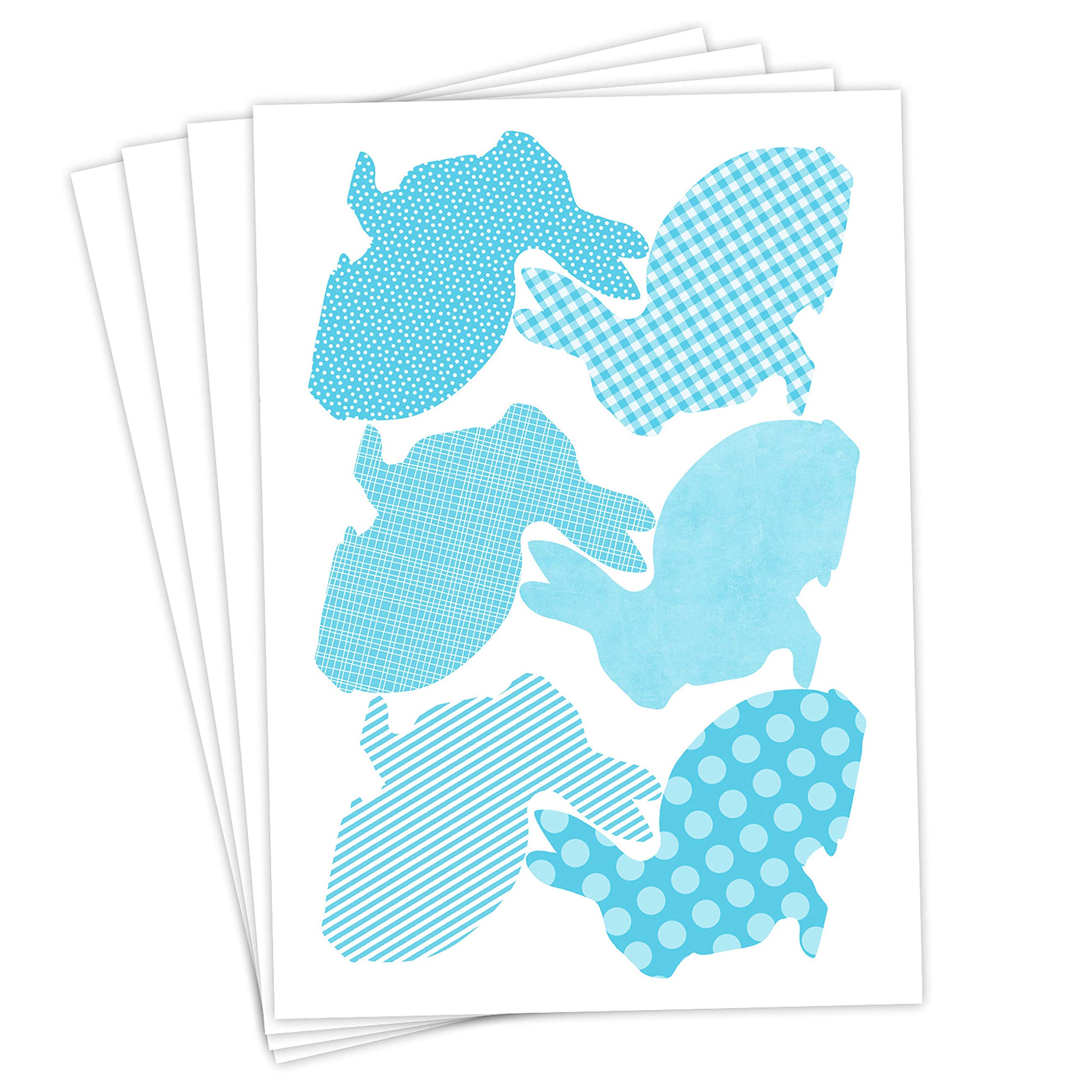 Papierdrachen 24 Easter Stickers for Crafting and Decorating - Design Blue Silhouetted Bunny - Sticker No. 23 - Easter 2019