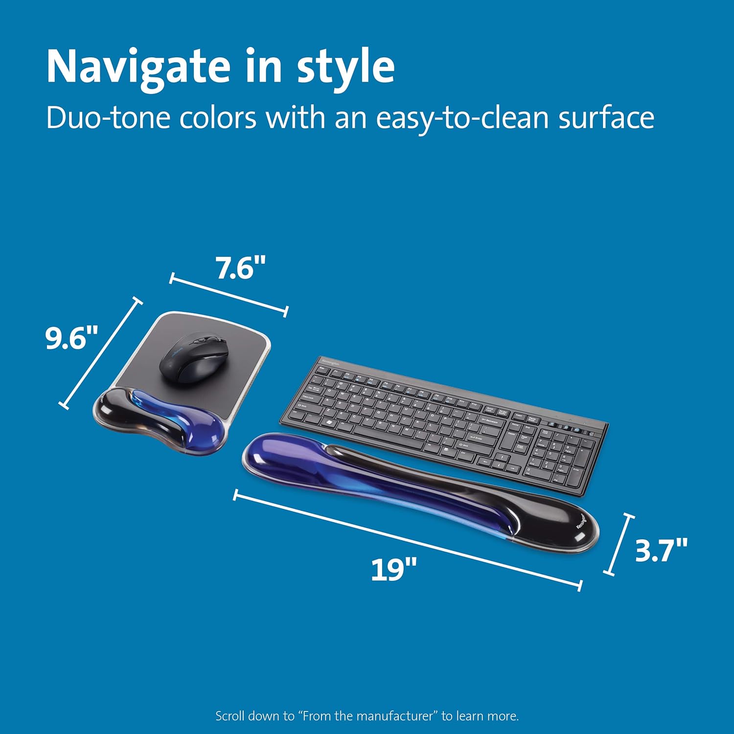 Kensington Duo Gel Mouse & Keyboard Wrist Rest Bundle, Blue (K52920WW): Computers & Accessories