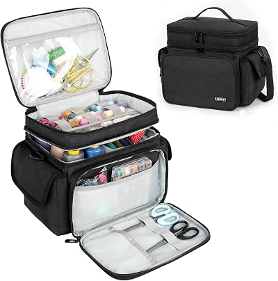 LEFOR·Z Large Sewing Box Organizer for Thread Needles Tools Black