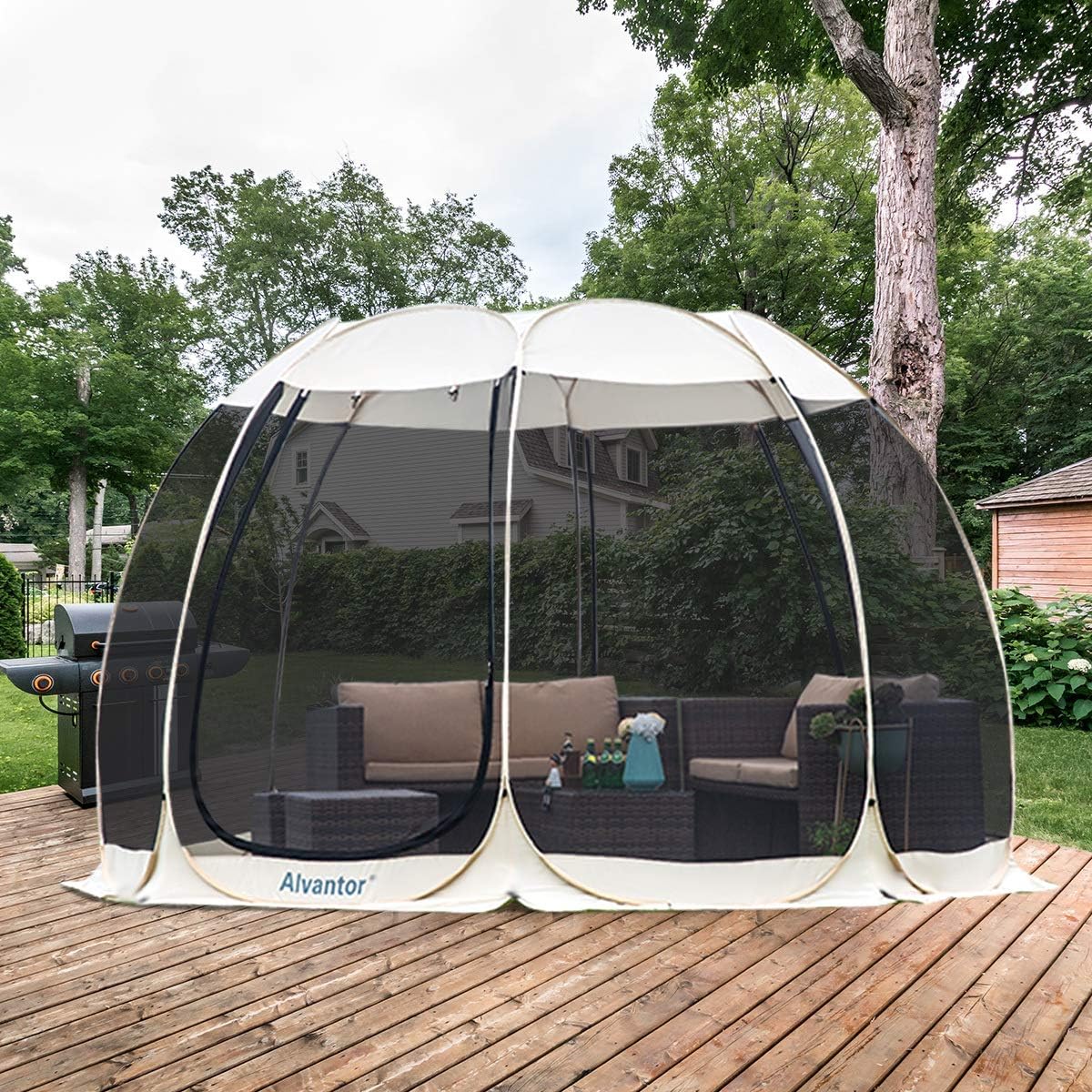 Alvantor Screen House Room Outdoor Camping Tent Canopy Gazebos 4-15 Person for Patios, Instant Pop Up Tent, Not Waterproof: Sports & Outdoors