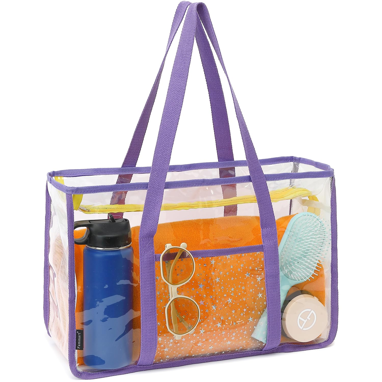 Photo 1 of Fammart Clear Beach Bag for Women, Large Pool Tote Cruise Vacation Essentials - Zipper Closure, Waterproof, Sandproof