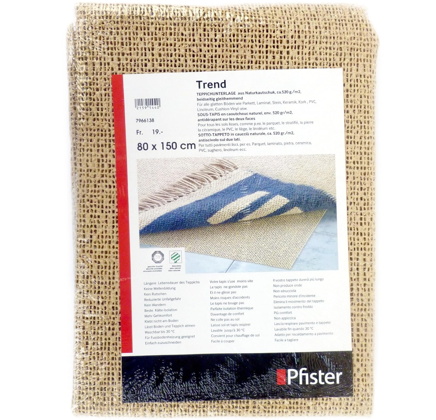 Amazon De Pfister Teppichgleitschutz Trend 80cm X 150cm Aus