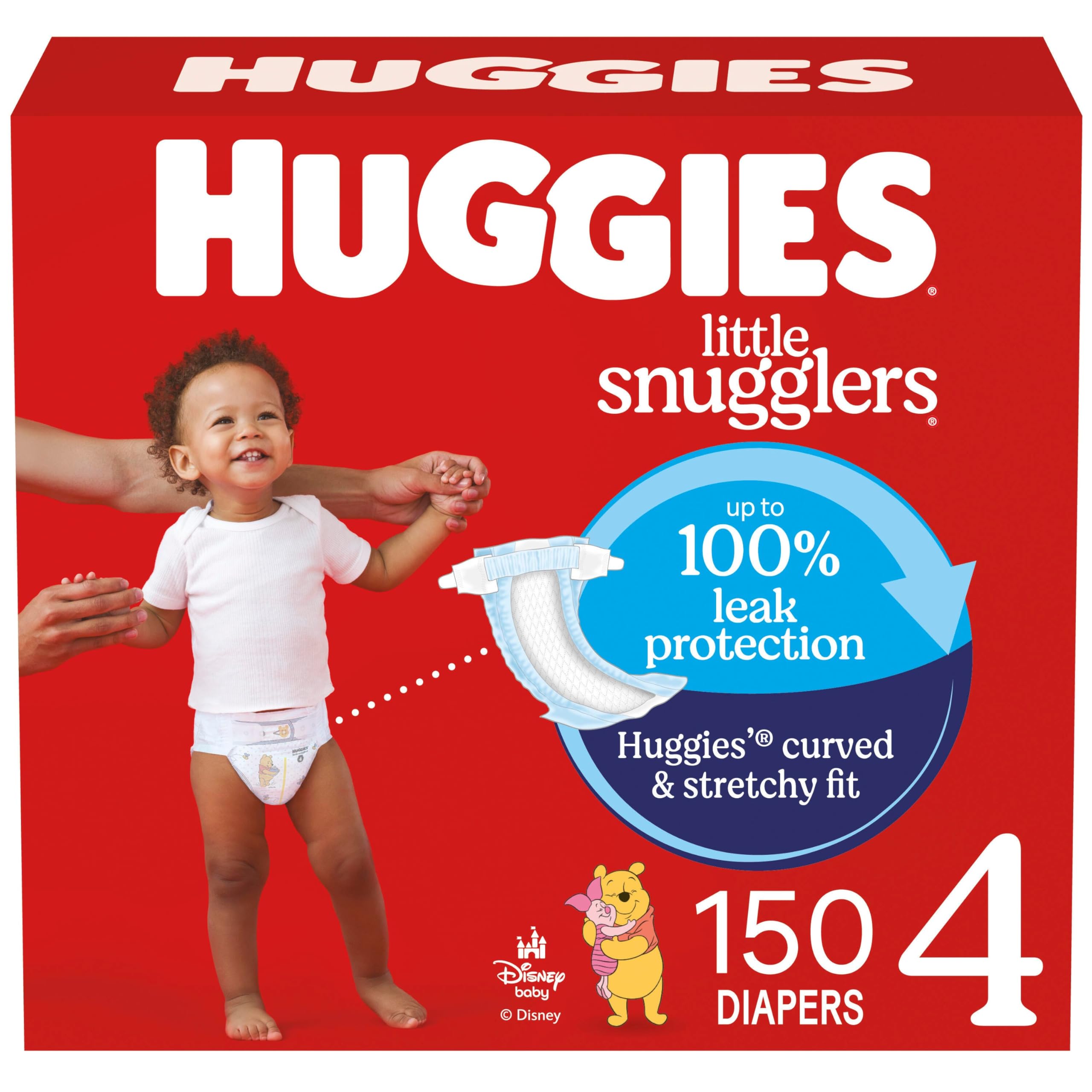 Photo 1 of Huggies Size 4 Diapers, Little Snugglers Baby Diapers, Size 4 (22-37 lbs), 150 Count (6 Packs of 25), Packaging May Vary