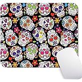Wknoon Mouse Pad Customized Design, Day of The Dead Colorful Vintage Sugar Skull Abstract Seamless Floral Vector Background