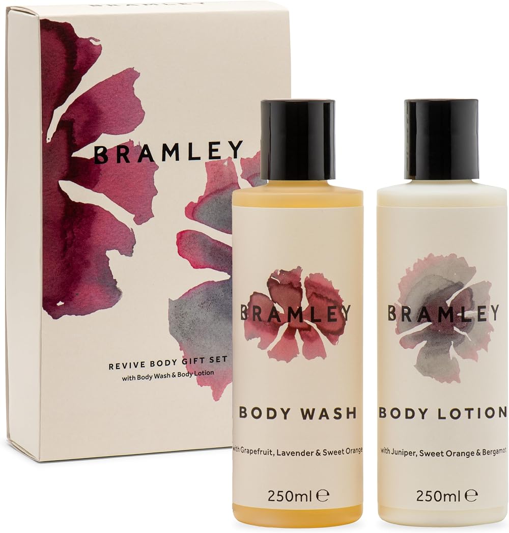 Bramley Revive Body Gift Set 2 x 250ml Body Wash Lotion Natural Vegan