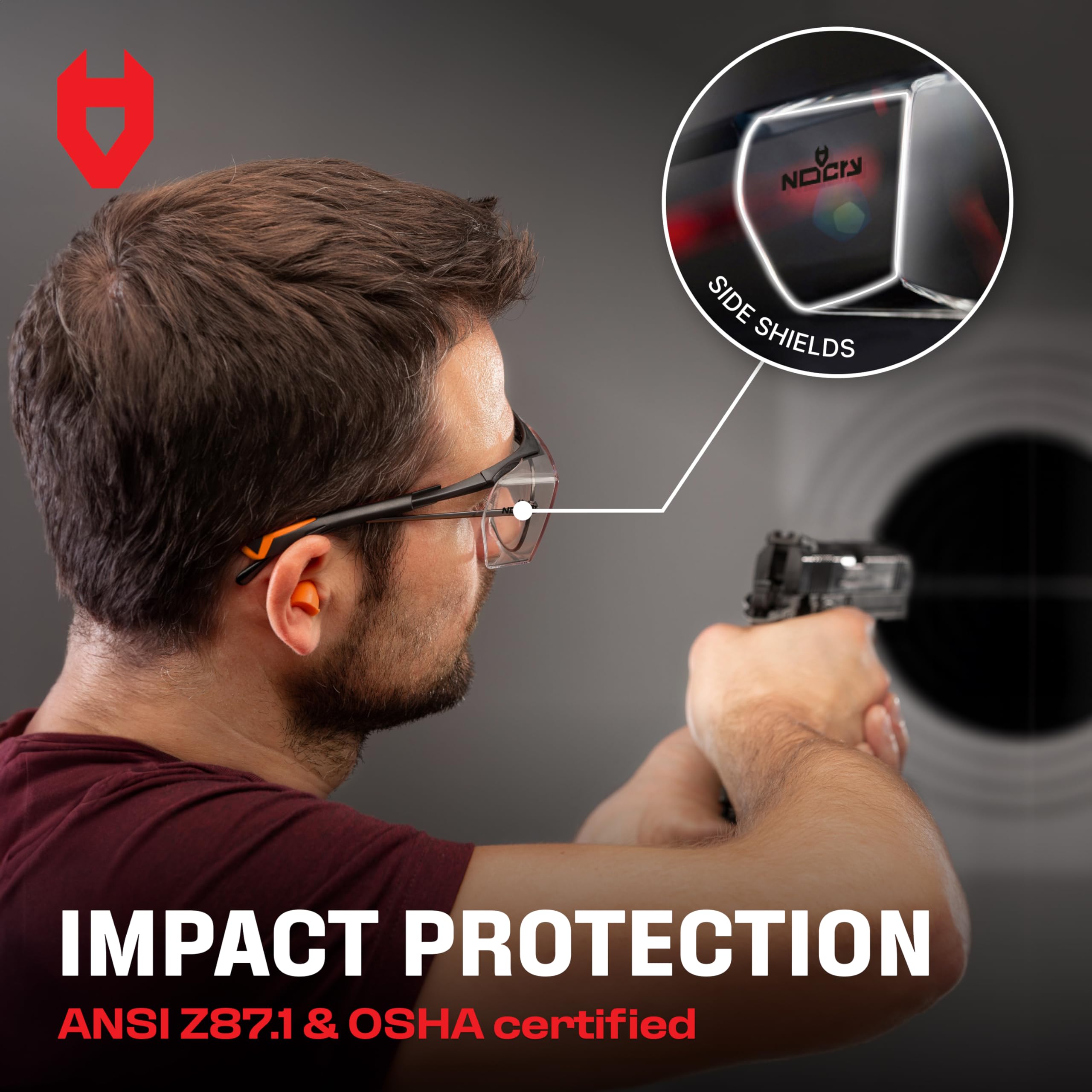 NoCry Safety Glasses Over Eyeglasses for Men and Women with Anti Scratch Lenses and Integrated Side Shields — Adjustable Temples with Anti-Slip Tips — 100% UV Protective Eyewear — ANSI Z87 Certified