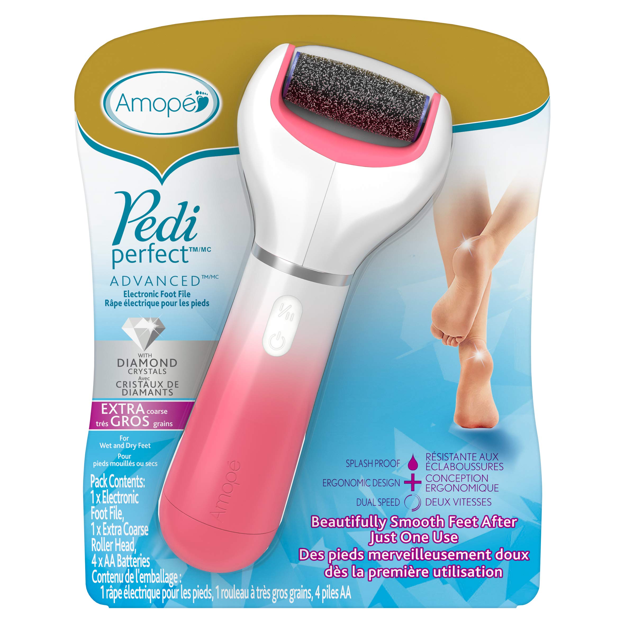Amope Pedi Perfect Electronic Dry Foot File (Blue/Pink), Regular Coarse
