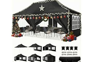 COBIZI Canopy 10x20 Pop Up Canopy Tent with 6 Sidewalls, Waterproof Commercial Canopy Ez Outdoor Instant Gazebo UV Protection 50+ Event Shelter, Garden Tents for Parties with Sandbags, Black