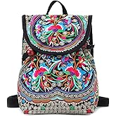 Goodhan Vintage Embroidered Backpack Purses for Women - Boho Shoulder Bag for Travel,Ethnic Floral Mini Back Pack,Lightweight Handbags for Daily Use (Red2)